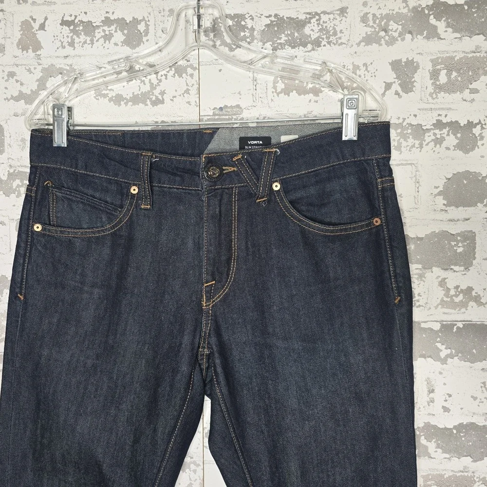Volcom Jeans Mens 32x32‎ Vorta Slim Straight Leg Low Rise Dark Blue Wash Denim